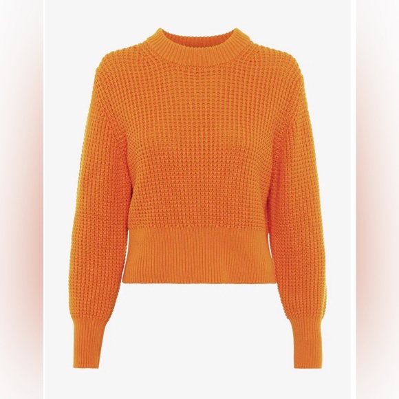 French Connection Luna Mozart Amber Waffle Knit 100% Cotton Sweater Sz M - Picture 8 of 16